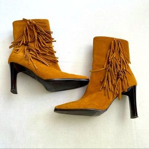 Predictions Leather Collection Fringe Ankle Boots